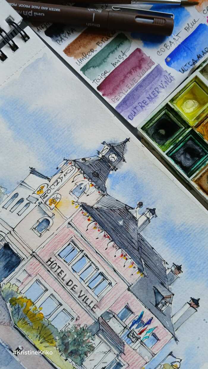 Croquis au Jardin : Miniature à l'aquarelle