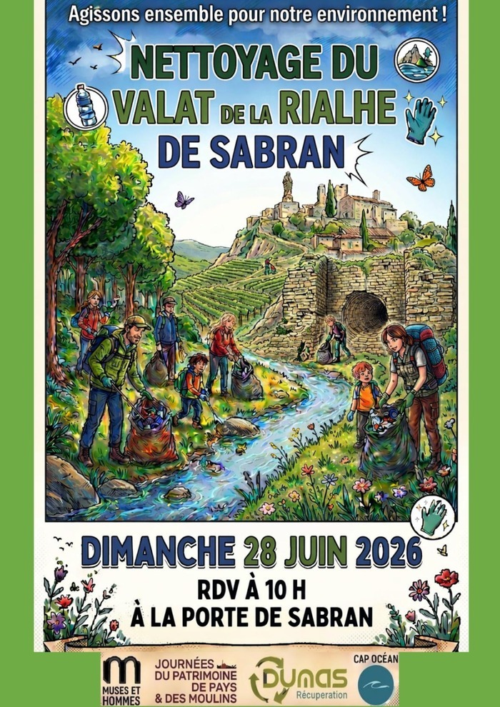 Opération nettoyage du valat de la Rialhe de Sabran. Dimanche 28 juin 2026