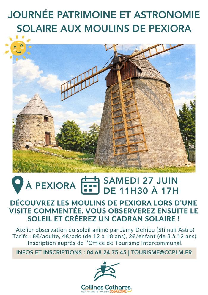 Journée Patrimoine et Astronomie solaire aux moulins de Pexiora