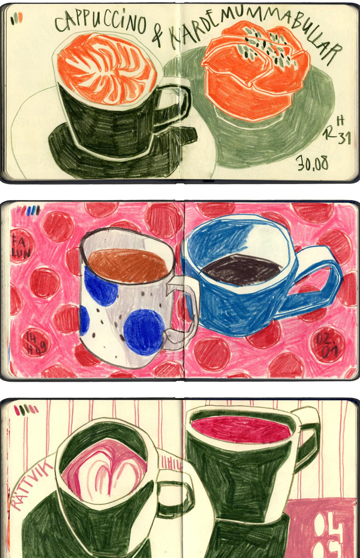 Croquons les couleurs # 1 La tasse un sujet sans fin : la routine sans la monotonie.