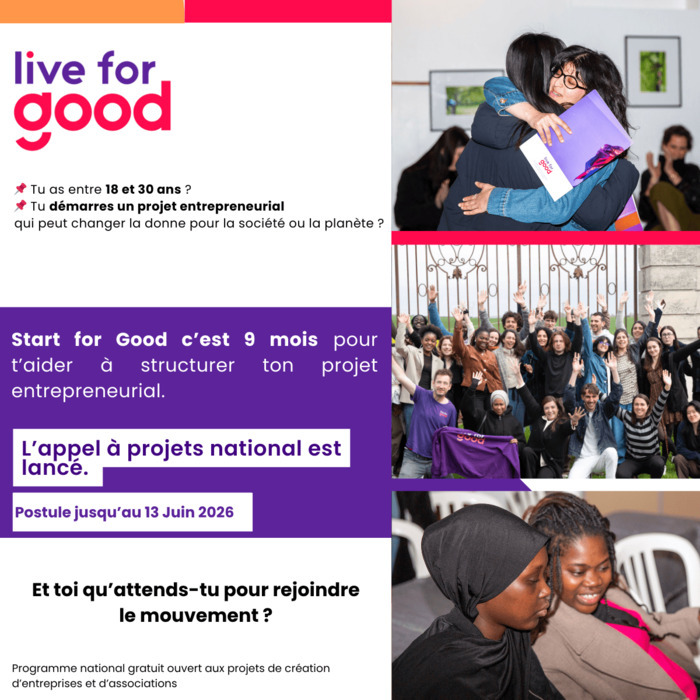 Start for Good : 𝐯𝐢𝐞𝐧𝐬 𝐯𝐢𝐯𝐫𝐞 𝐮𝐧𝐞 𝐞𝐱𝐩𝐞́𝐫𝐢𝐞𝐧𝐜𝐞 𝐭𝐫𝐚𝐧𝐬𝐟𝐨𝐫𝐦𝐚𝐭𝐫𝐢𝐜𝐞 pour toi et ton projet entrepreneurial !
