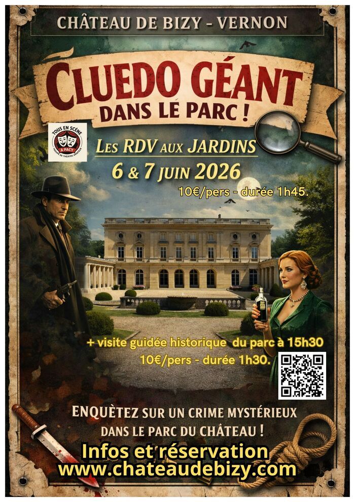 Jeu : Cluedo géant dans le parc de Bizy